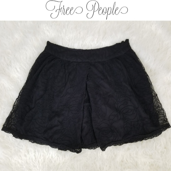 Free People Dresses & Skirts - Free People Rose Embroidered Black Mini Skirt